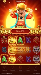 Fortune Gods · Mengenali status RESPIN dan pembaruan hasil putaran tambahan.