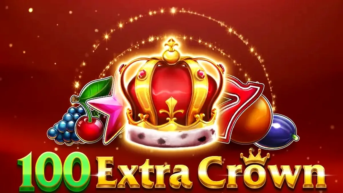 Tampilan visual mesin slot 100 Extra Crown dengan simbol buah dan mahkota