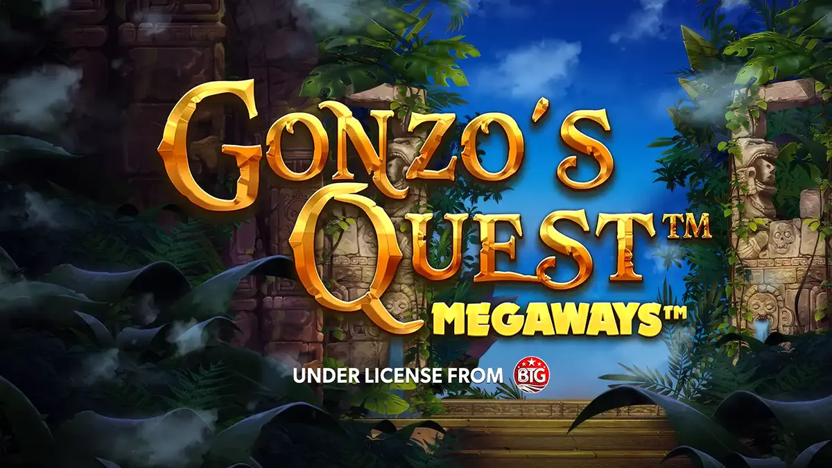 Gonzo’s Quest Megaways slot interface dengan latar belakang reruntuhan kuno